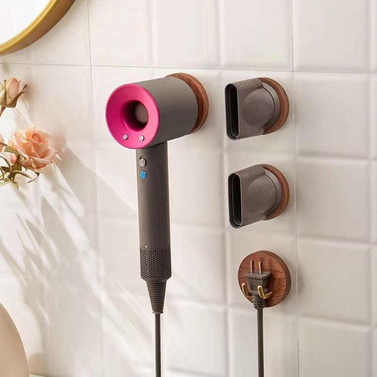 For Dyson Hair Dryer Plug Walnut Wall-mounted Storage Rack Wooden Shelf