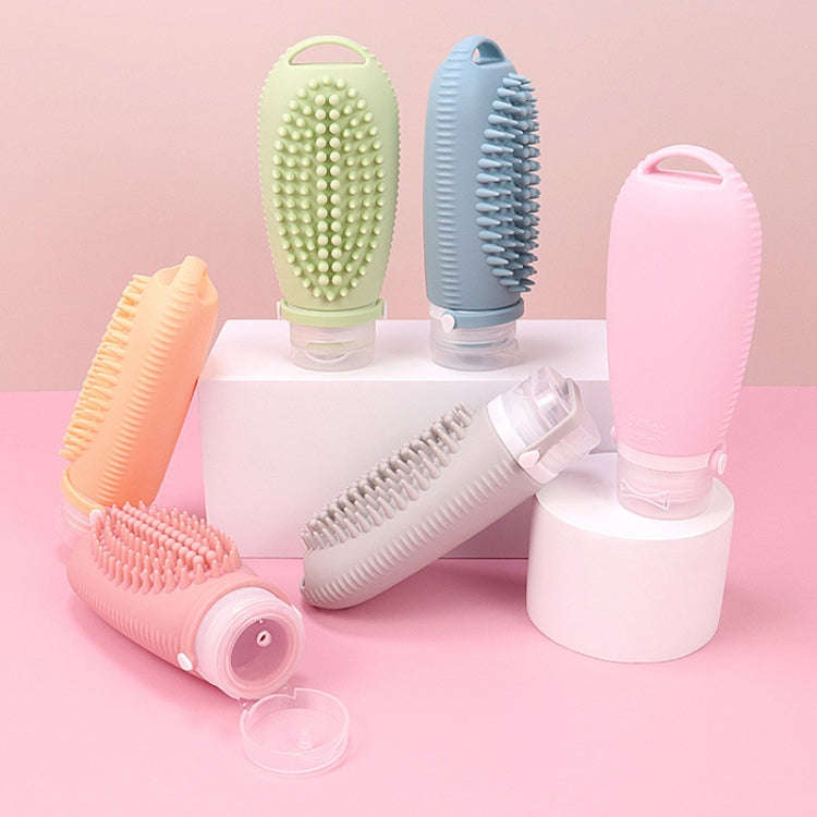 100ml 2 In1 Travel Dispenser Bottle Silicone Portable Massage Brush Shampoo Lotion Divider Bottle...