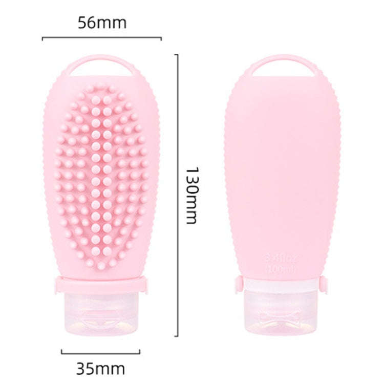 100ml 2 In1 Travel Dispenser Bottle Silicone Portable Massage Brush Shampoo Lotion Divider Bottle...