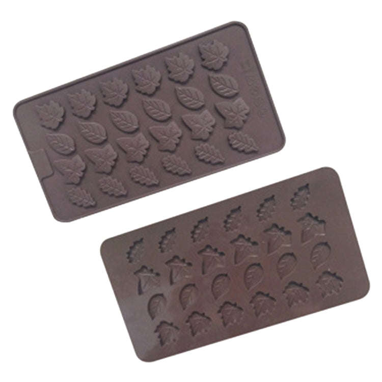 24 Grids Tree Leaf Silicone Chocolate Mould DIY Handmade Soap Mold(Chocolate Color)