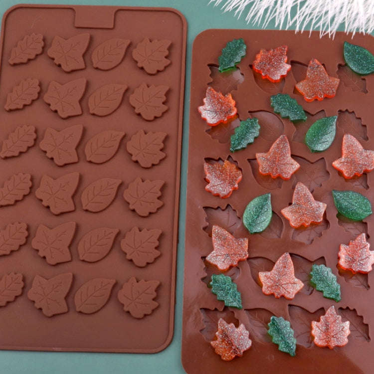 24 Grids Tree Leaf Silicone Chocolate Mould DIY Handmade Soap Mold(Chocolate Color)