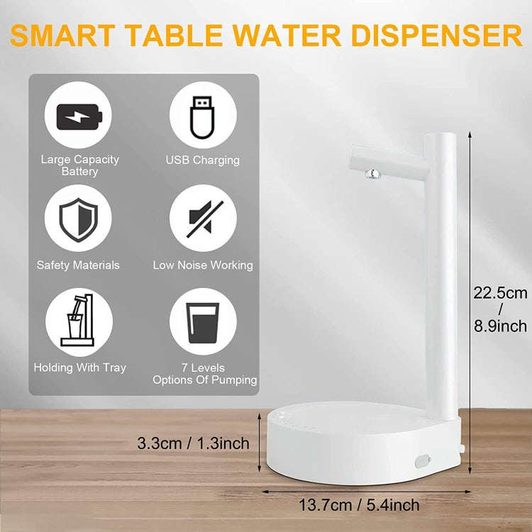 Intelligent Drinking Water Pump Desktop Water Bottle Dispenser 7 Levels Of Dispensing(White)