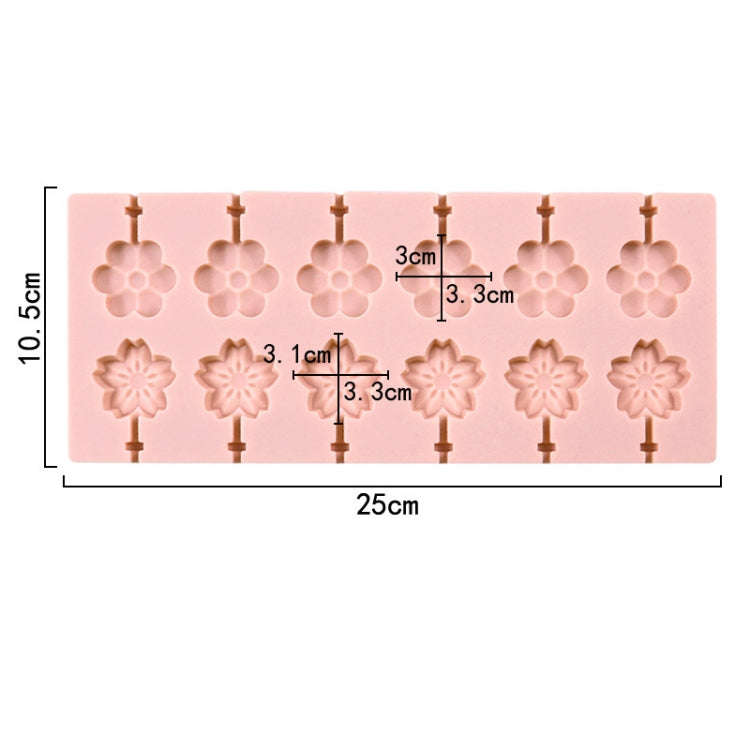 12 Grids Cherry Blossom Lollipop Mould Chocolate Chip Molds(Pink Without Sticks)