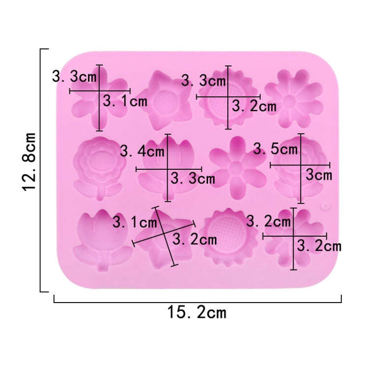 12 Grids Flower Silicone Cake Mold DIY Handmade Soap Mould(Pink)