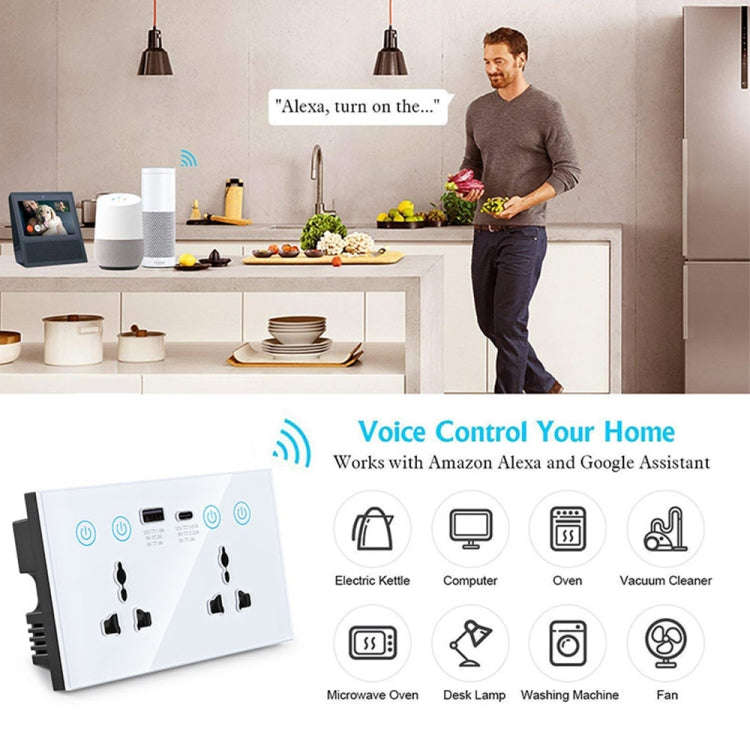 Graffiti Smart Socket With Switch USB+Type-C Dual Port Remote Control Socket, UK Plug, Style: Wif...