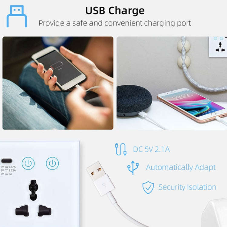 Graffiti Smart Socket With Switch USB+Type-C Dual Port Remote Control Socket, UK Plug, Style: Wif...