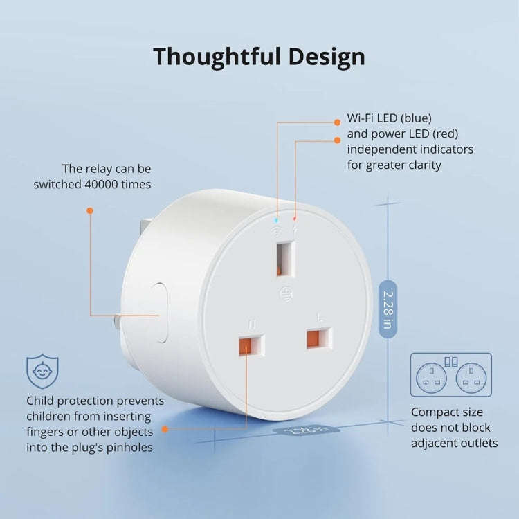 SONOFF S60TPG UK Plug Smart WiFi Socket Electricity Time Switching Voice Control