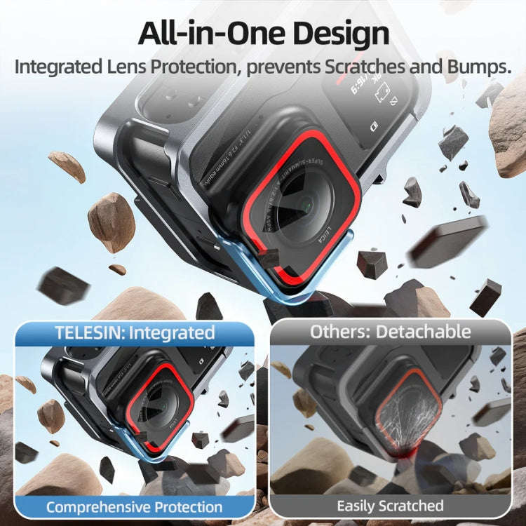For Insta 360 Ace / Ace Pro TELESIN S6-FMS-02 Vertical Shot Quick Release Metal Rabbit Cage Body ...