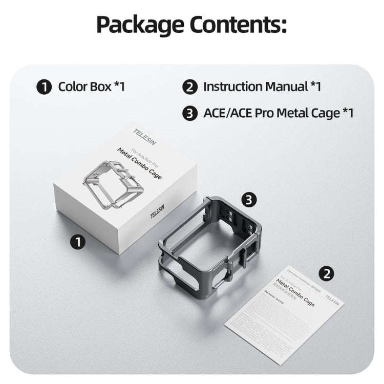 For Insta 360 Ace / Ace Pro TELESIN S6-FMS-02 Vertical Shot Quick Release Metal Rabbit Cage Body ...
