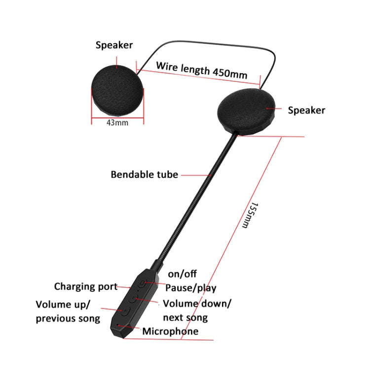 Bluetooth 5.3 Motorcycle Helmet Headset Stereo Intelligent Noise Reduction Riding Headphone