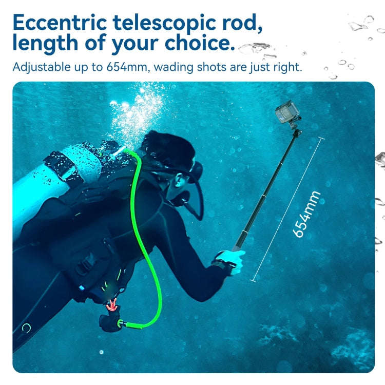 TELESIN WSS-001 65.4cm Aluminum Alloy Waterproof Ball Head Selfie Stick Diving Shooting Sports Ca...