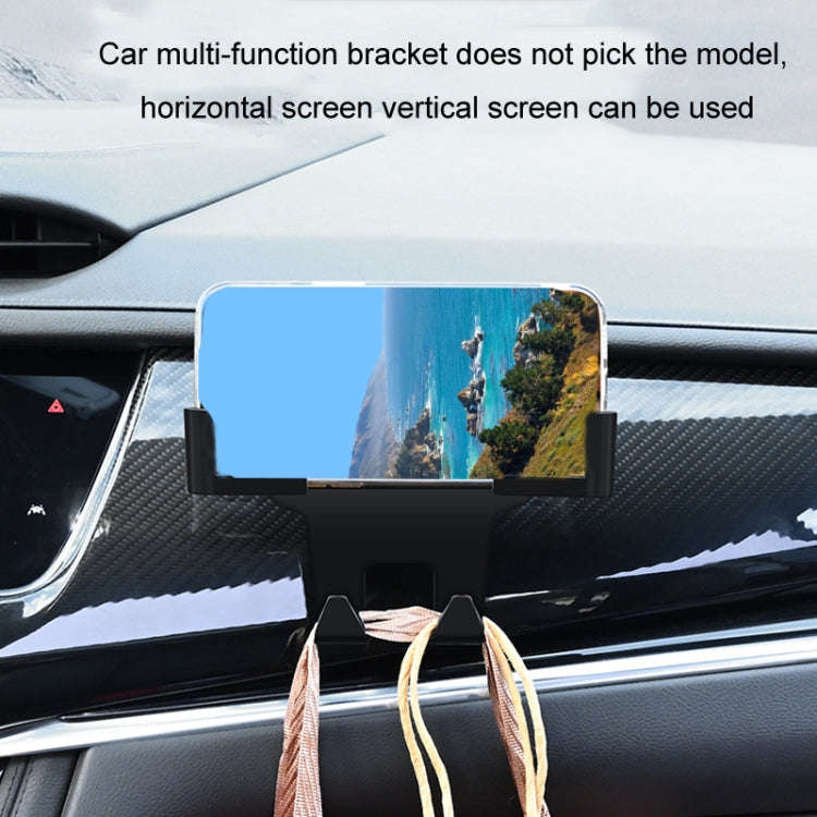 Car Multifunctional Mobile Phone Holder Rear Headrest Storage Hook(Black)