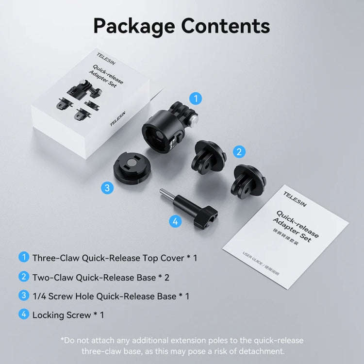 TELESIN CQM-001 Universal Magnetic Quick Release Adapter Kit For Sports Cameras(Black)