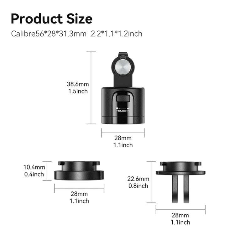 TELESIN CQM-001 Universal Magnetic Quick Release Adapter Kit For Sports Cameras(Black)
