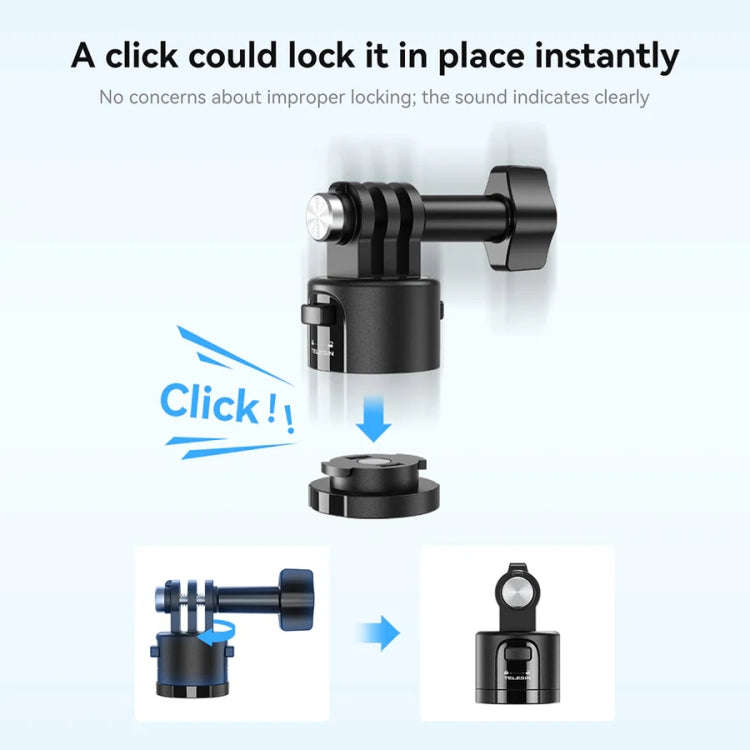 TELESIN CQM-001 Universal Magnetic Quick Release Adapter Kit For Sports Cameras(Black)