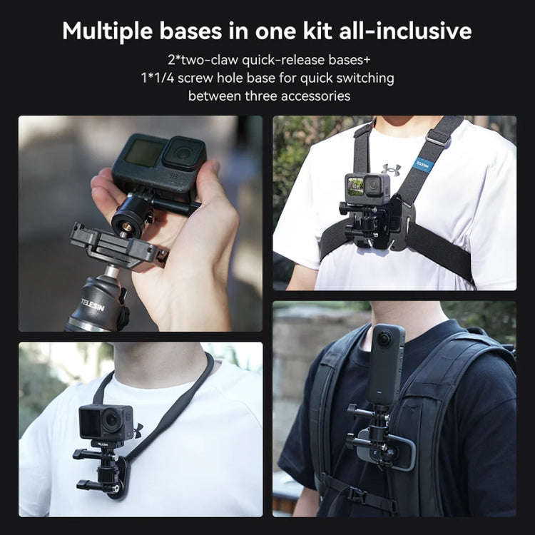 TELESIN CQM-001 Universal Magnetic Quick Release Adapter Kit For Sports Cameras(Black)