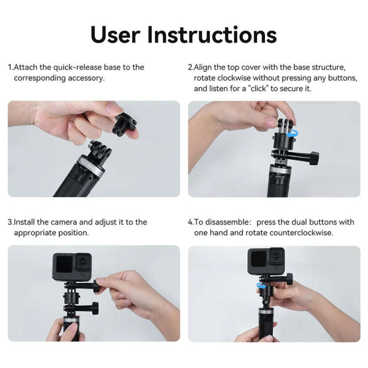 TELESIN CQM-001 Universal Magnetic Quick Release Adapter Kit For Sports Cameras(Black)