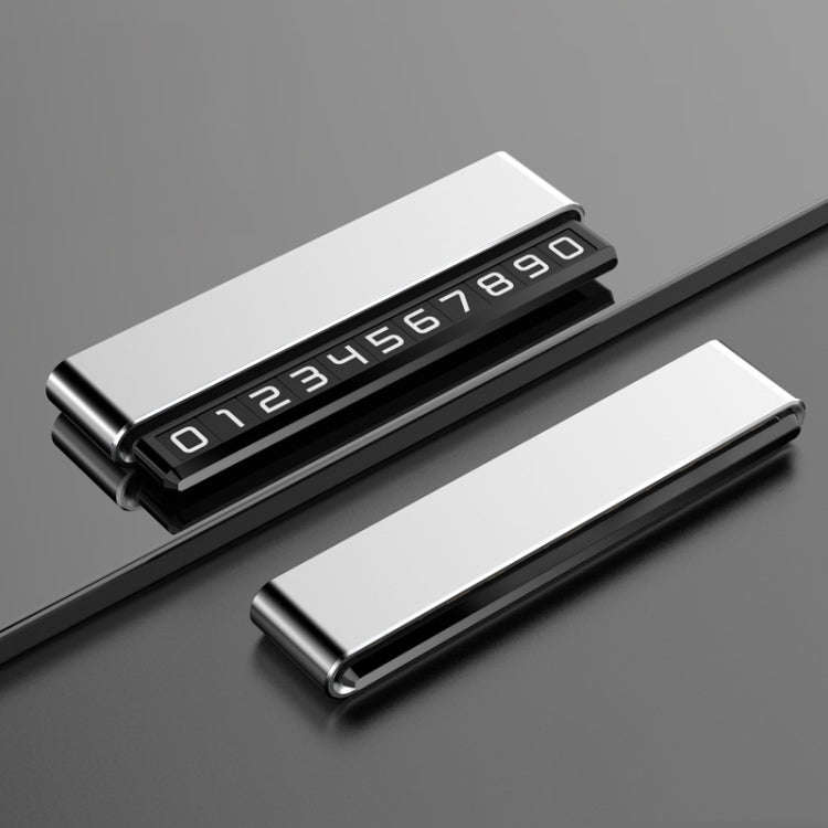 Metal Hidden Temporary Parking Number Plate Ornaments, Color: Dual Number Silver