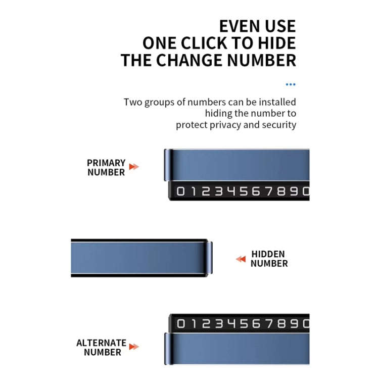 Metal Hidden Temporary Parking Number Plate Ornaments, Color: Single Number Silver