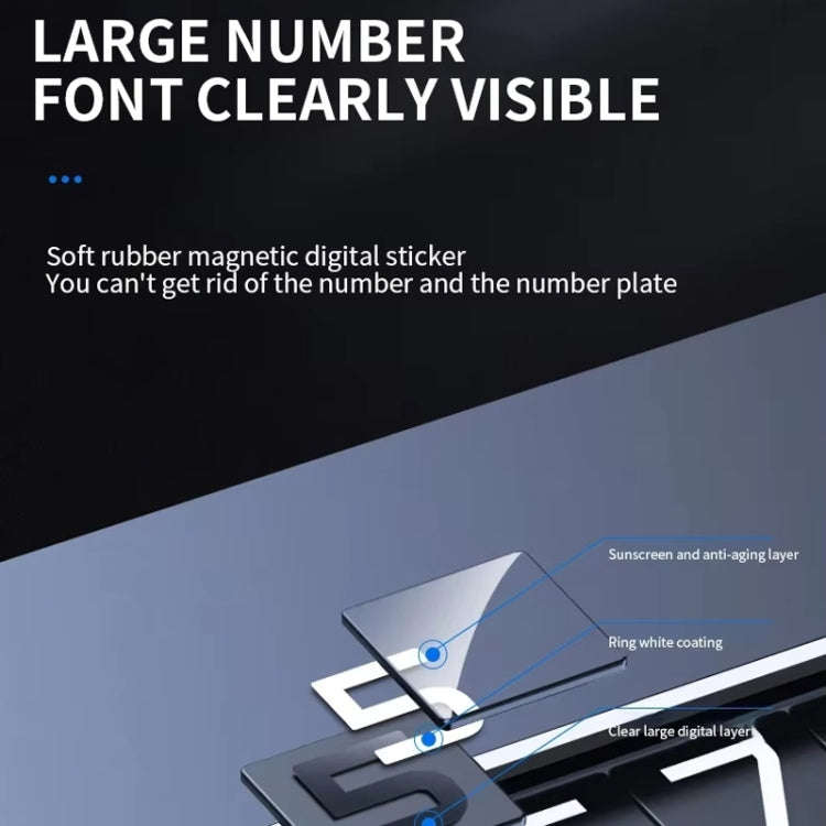 Metal Hidden Temporary Parking Number Plate Ornaments, Color: Single Number Gray