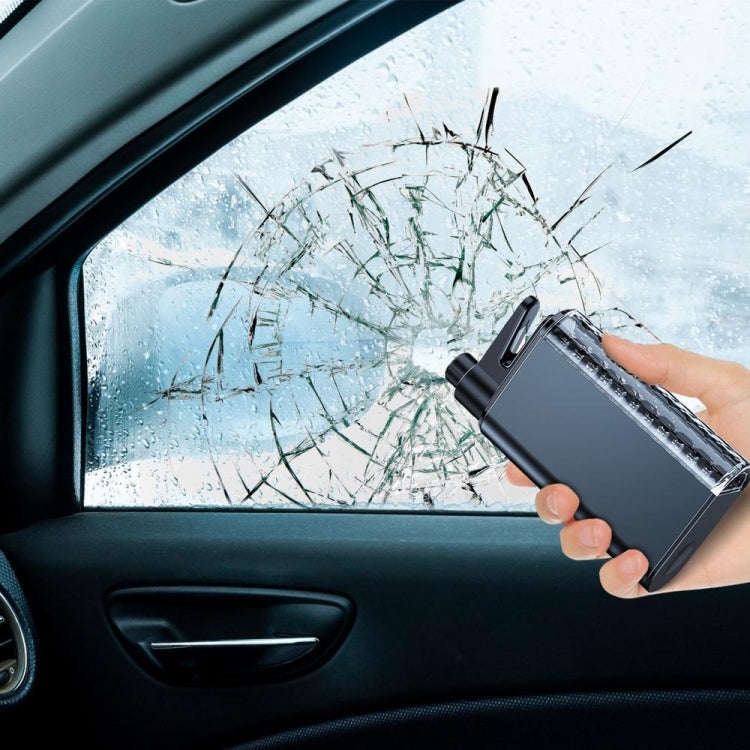 3 In 1 Car Safety Hammer Flashlight Emergency Light With Alarm(Black)
