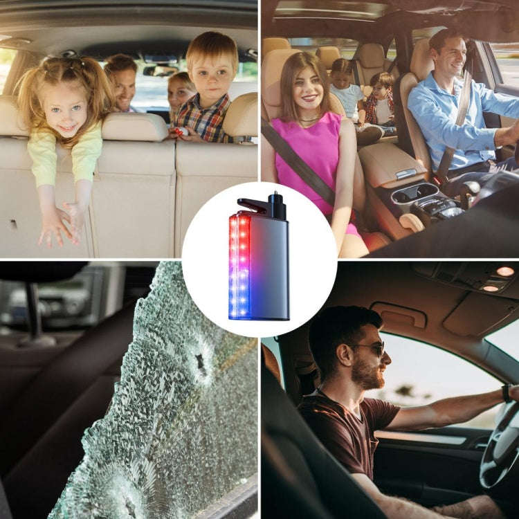 3 In 1 Car Safety Hammer Flashlight Emergency Light With Alarm(Black)
