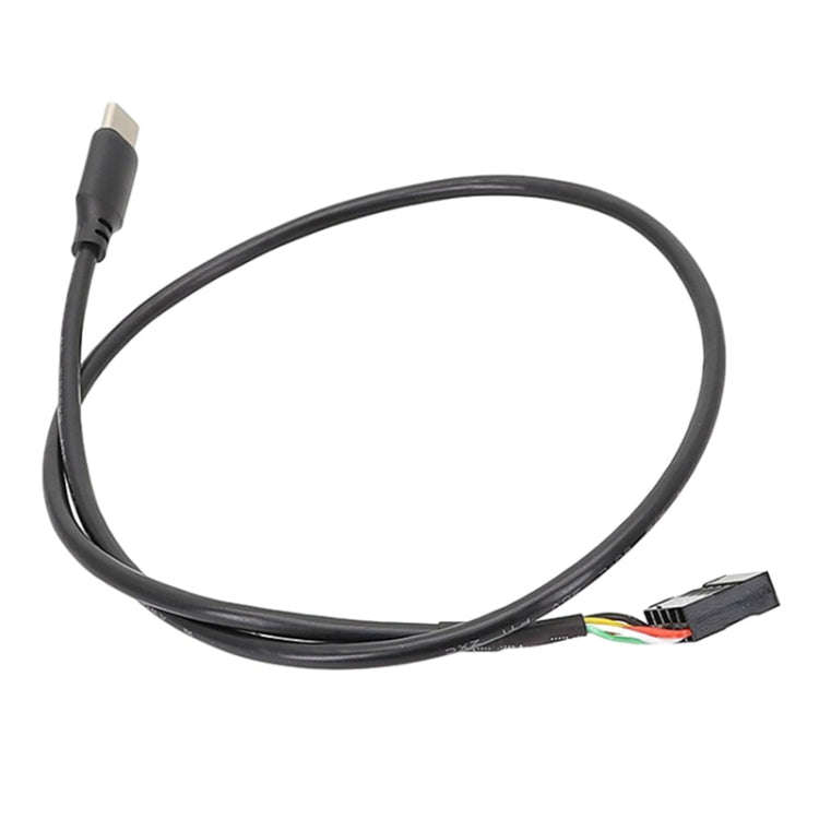 50cm Motherboard USB 9Pin To Type-C Straight Data Double Shielded Cable(Black)