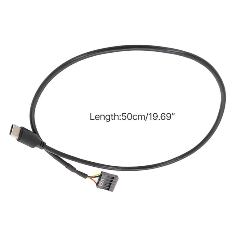 50cm Motherboard USB 9Pin To Type-C Straight Data Double Shielded Cable(Black)
