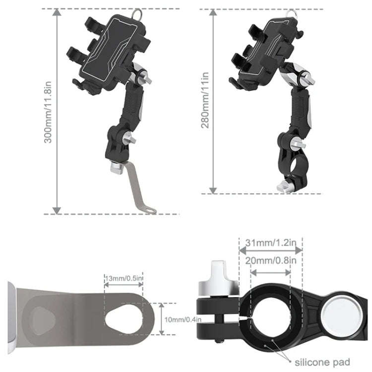 Motorcycle Bicycle Outdoor Cycling Navigation Phone Holder, Style: Rearview Mirror Bracket