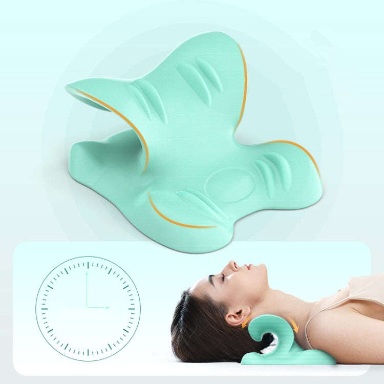 Neck Cervical Massager Cervical Corretor Acupressure C-type Traction Support Massage Pillow(Green)