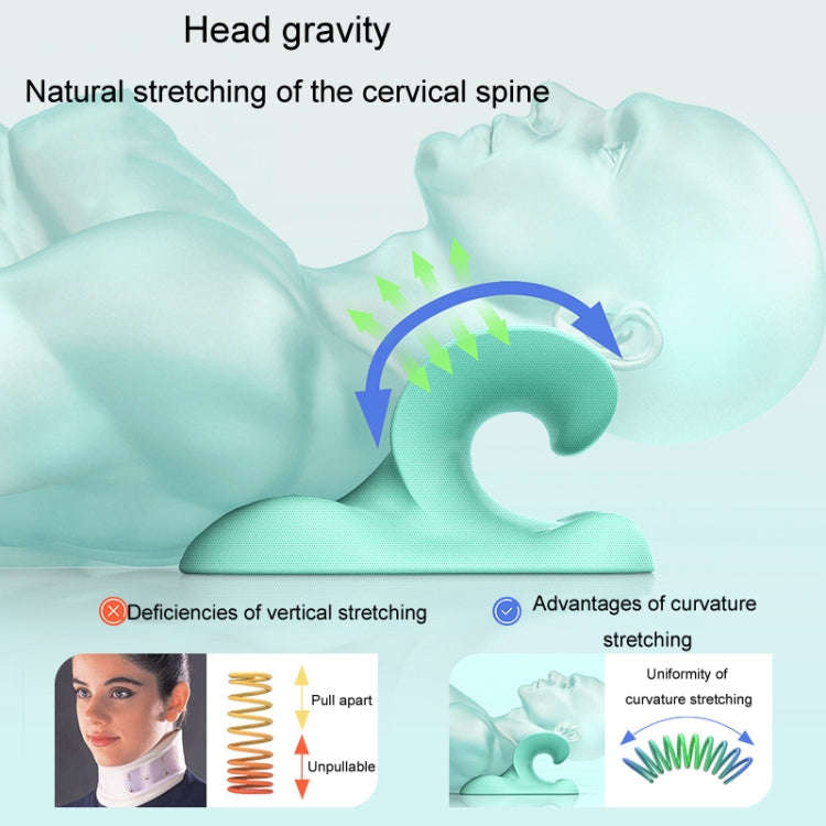 Neck Cervical Massager Cervical Corretor Acupressure C-type Traction Support Massage Pillow(Green)