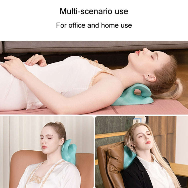 Neck Cervical Massager Cervical Corretor Acupressure C-type Traction Support Massage Pillow(Blue)