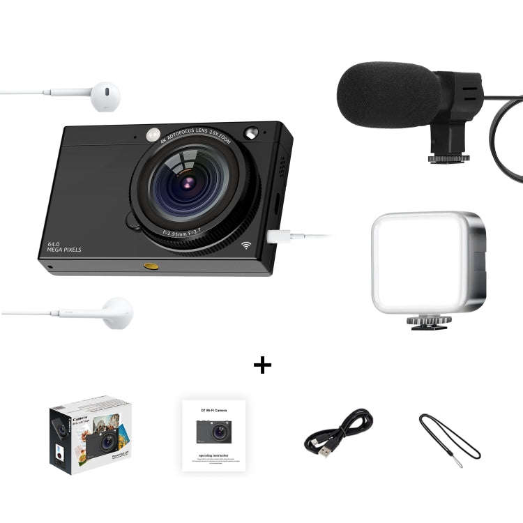High-Definition CCD Digital Camera 64 Million WiFi Card Camera, Color: Black + Microphone/Fill Li...