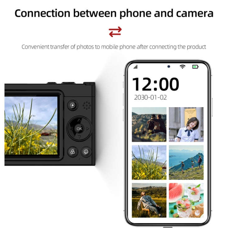 High-Definition CCD Digital Camera 64 Million WiFi Card Camera, Color: White + Headphone Cable