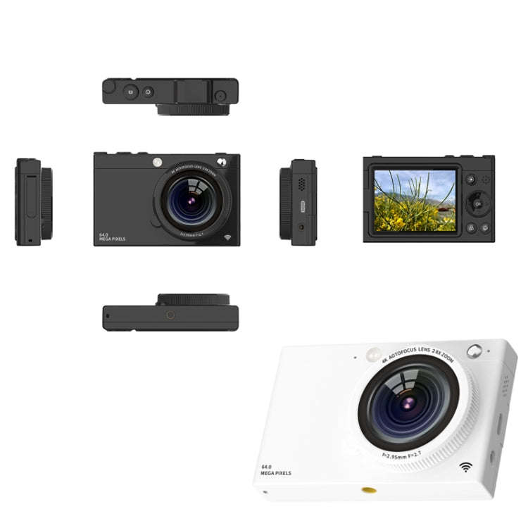 High-Definition CCD Digital Camera 64 Million WiFi Card Camera, Color: White + Headphone Cable