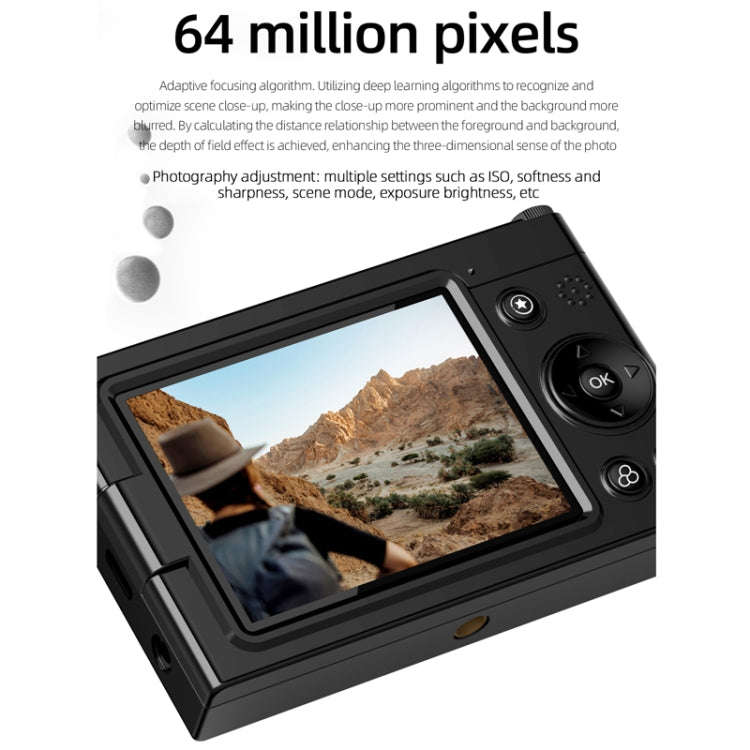 High-Definition CCD Digital Camera 64 Million WiFi Card Camera, Color: White + Headphone Cable