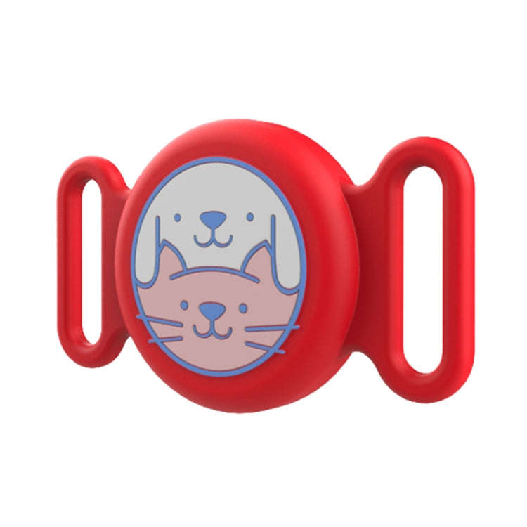 For AirTag Pet Collar Locator Silicone Life Waterproof Protective Case(Red)