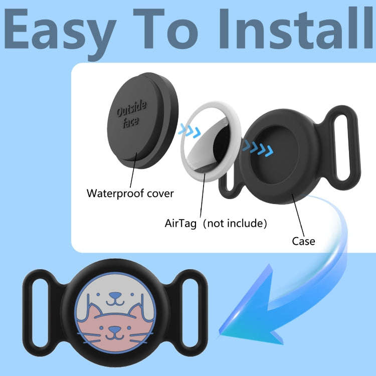 For AirTag Pet Collar Locator Silicone Life Waterproof Protective Case(Deep Blue)