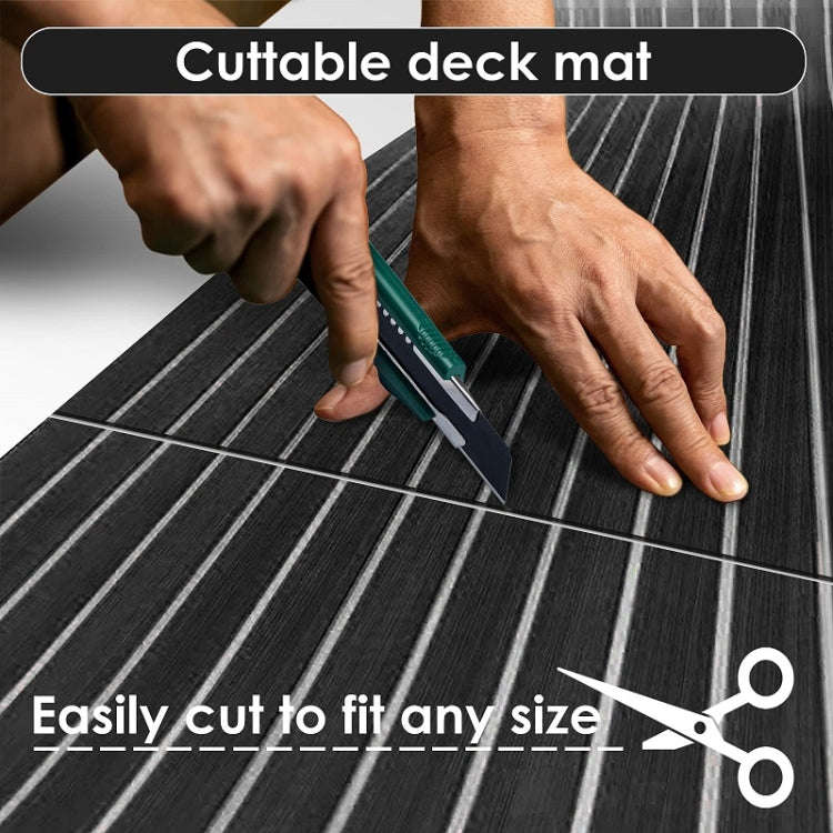 240x45x0.6cm Black White Yacht Imitation Teak Anti-Slip Deck EVA Mat