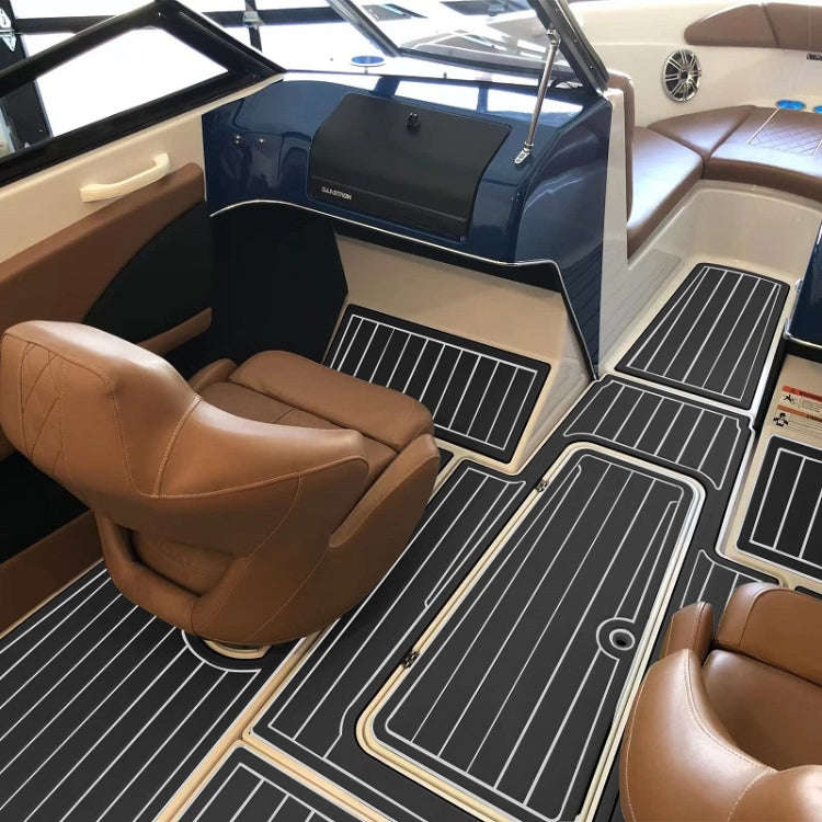 240x90x0.6cm Black White Yacht Imitation Teak Anti-Slip Deck EVA Mat