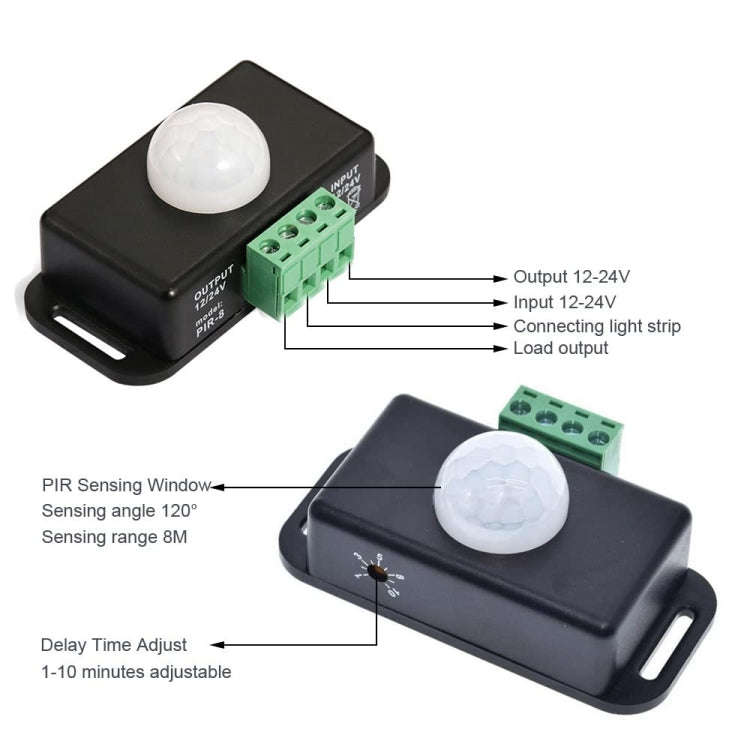 PIR-8 12V / 24V Infrared Body Lamp Band Sensor Low Pressure Light Strap Controller(Black)