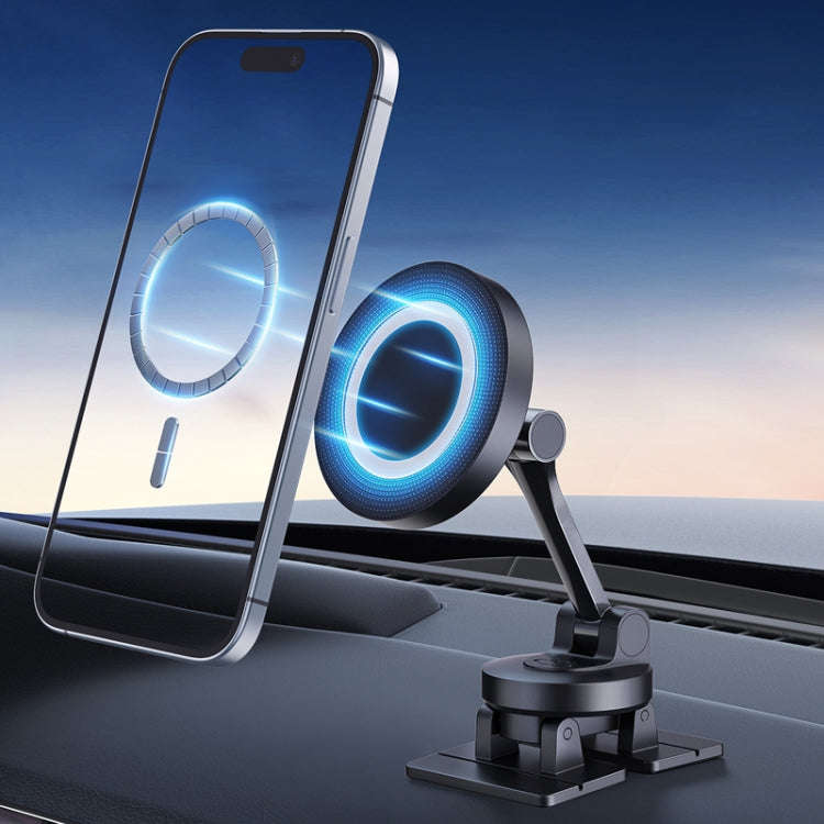 Center Console 360 Rotating Magnetic Car Phone Holder Zinc Alloy Automotive Navigation Bracket(Bl...
