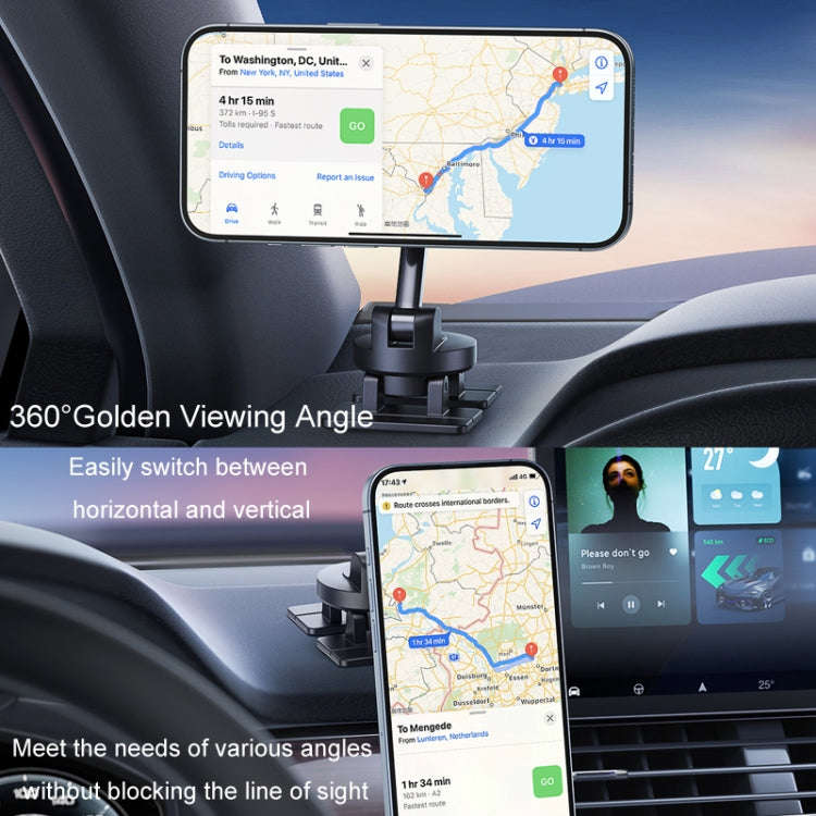 Center Console 360 Rotating Magnetic Car Phone Holder Zinc Alloy Automotive Navigation Bracket(Bl...