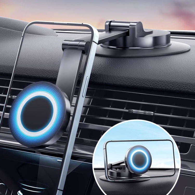 360 Rotating Car Magnetic Cell Phone Holder Magsafe Metal Car Folding Navigation Stand(Black)