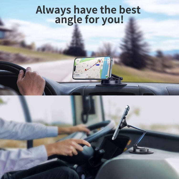 360 Rotating Car Magnetic Cell Phone Holder Magsafe Metal Car Folding Navigation Stand(Black)
