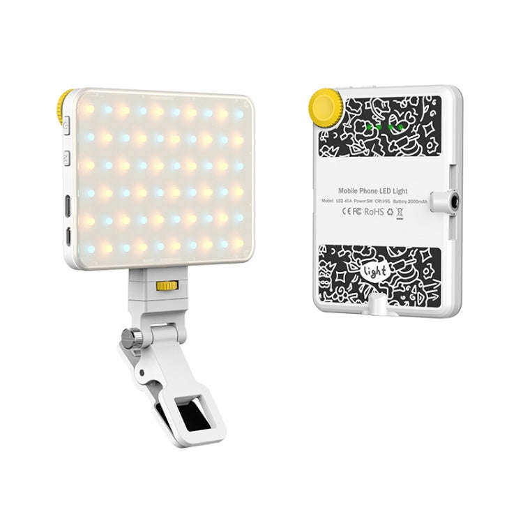 60 LEDs Rechargeable Clip Fill Light With Front & Back Clip Adjusted 3 Light Modes For Phone, Spe...