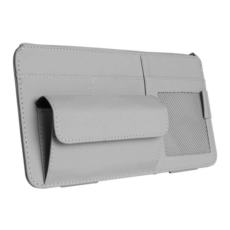 Multi-functional Car Sunshade Sunglasses ID Ticket Storage Bag Car Sun Visor Eyeglasses Case(Grey)