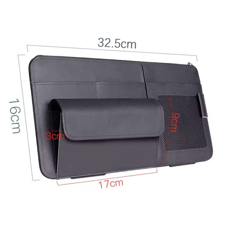 Multi-functional Car Sunshade Sunglasses ID Ticket Storage Bag Car Sun Visor Eyeglasses Case(Grey)