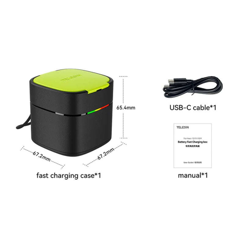 TELESIN GP-FCK-B11 Fast Charged Battery Storage Charging Box For GoPro HERO12 Black / HERO11 Blac...