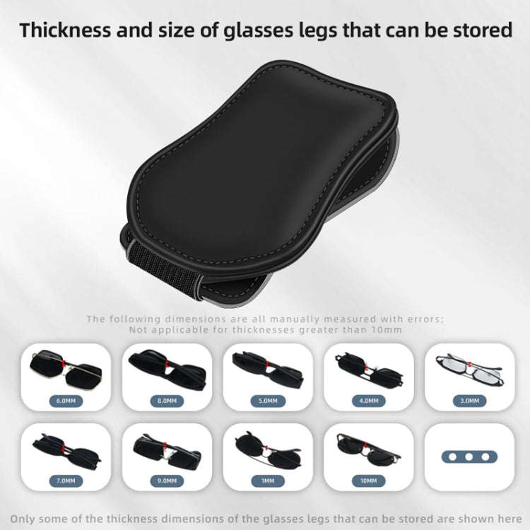 Car Eyeglasses Clip Car Leather Magnetic Closure Sunglasses Storage Bag(Beige)
